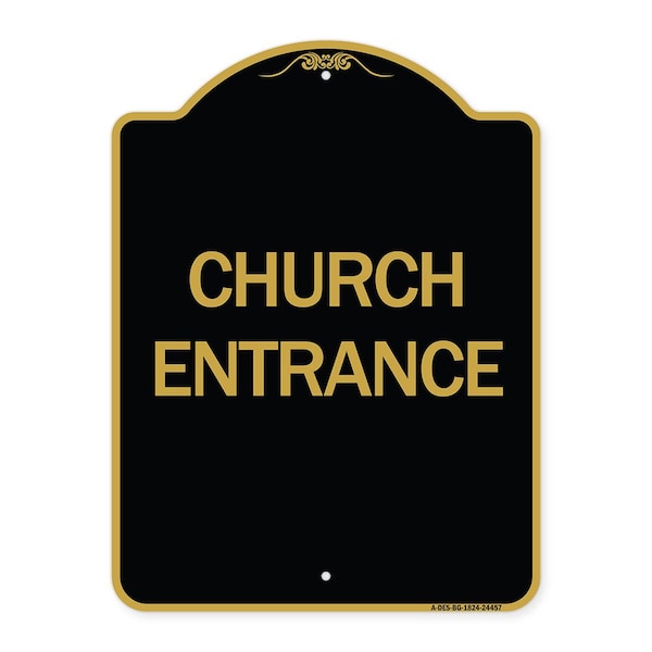Signmission Designer Series Sign-Church Entrance, Black & Gold Aluminum Architectural Sign, 18" H, BG-1824-24457 A-DES-BG-1824-24457 - main